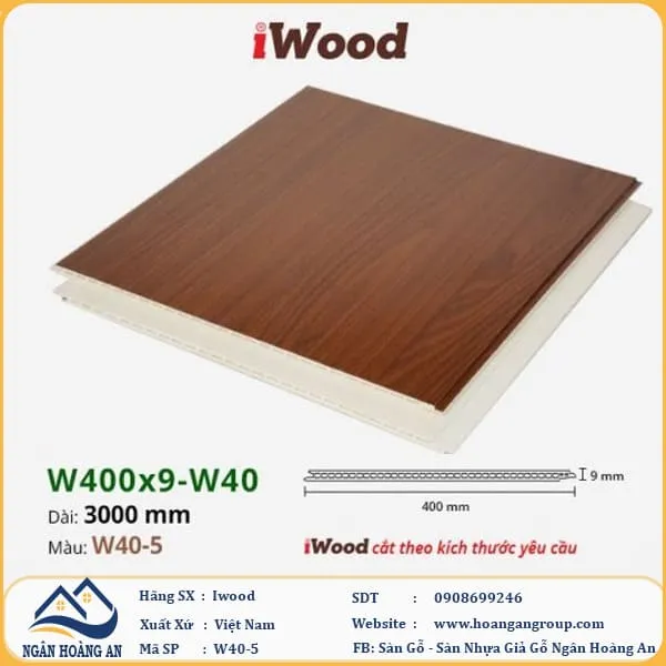 Tấm Nhựa Ốp Tường Ốp Trần Nano Giả Gỗ Iwood W40-5